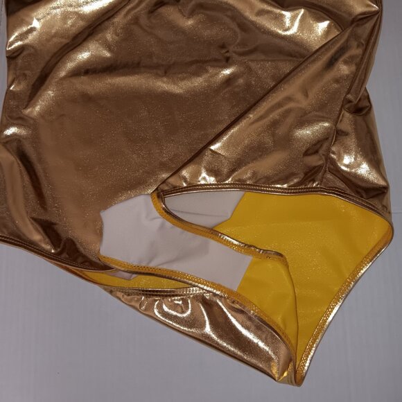 METALLIC GOLD PADDED CUPS ONE PIECE SWIMSUIT - Picture 5 of 12